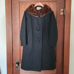 Vintage Juilliard Fabric Wool Coat With Mink Fur Trim